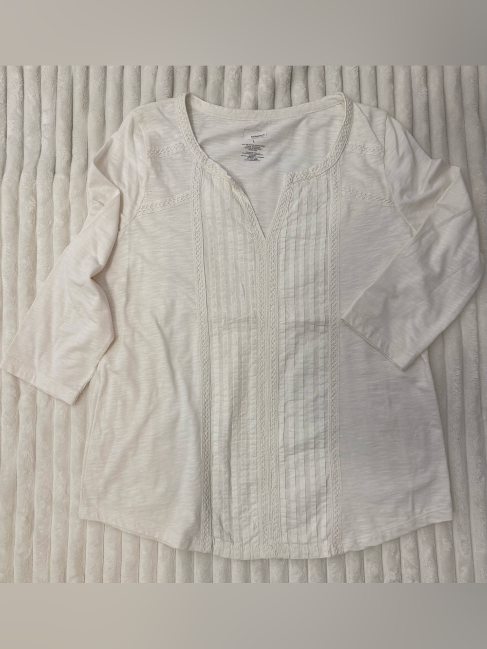 Women's Sonoma Embroidered Split-Neck Top